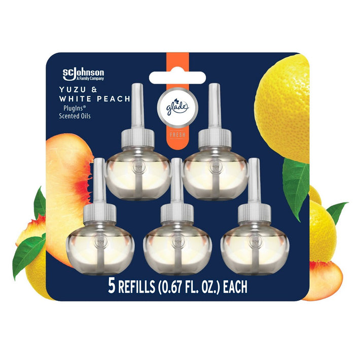 Glade PlugIns Scented Oil Air Freshener Refills White Peach & Yuzu - 3.35 fl oz/5pk