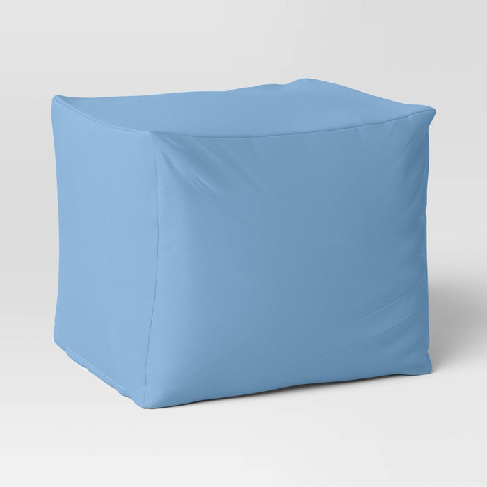 18"x15" Outdoor Patio Pouf Quilted Blue - Room Essentials: UV-Resistant, Water-Resistant, Square Ottoman