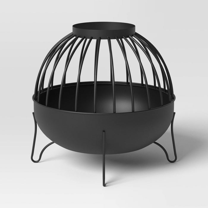 Wood Burning Cutout Round Outdoor Fire Pit Black - Threshold: Weather-Resistant, Includes Poker (LOCAL PICKUP ONLY)