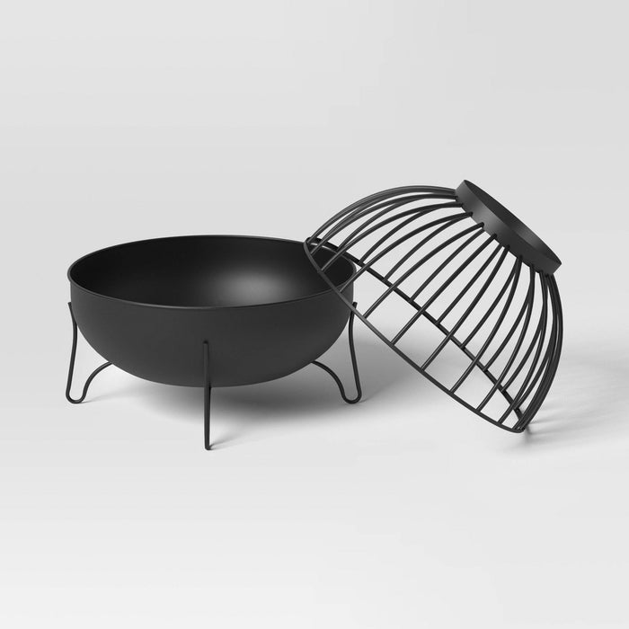 Wood Burning Cutout Round Outdoor Fire Pit Black - Threshold: Weather-Resistant, Includes Poker (LOCAL PICKUP ONLY)