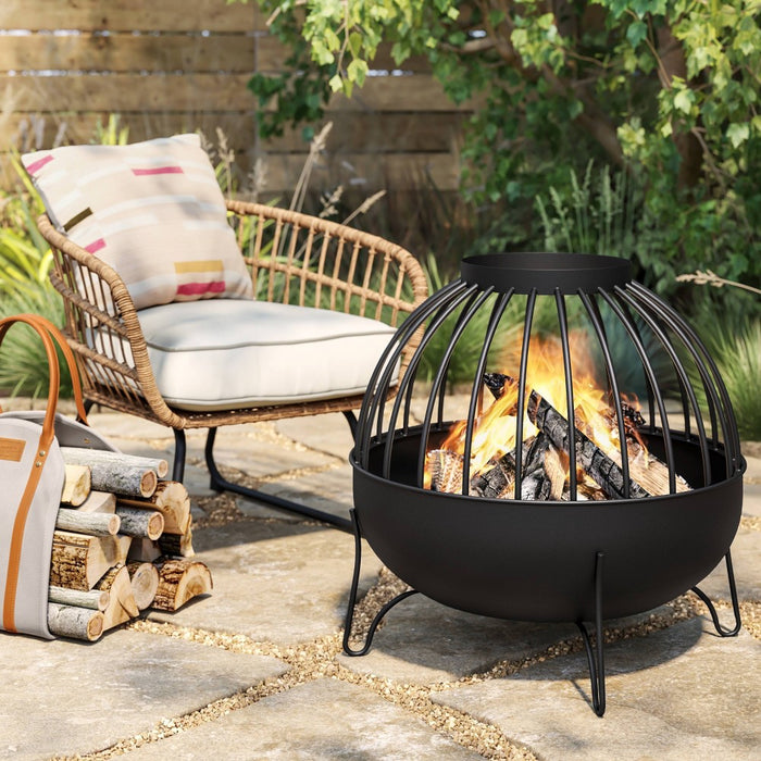 Wood Burning Cutout Round Outdoor Fire Pit Black - Threshold: Weather-Resistant, Includes Poker (LOCAL PICKUP ONLY)