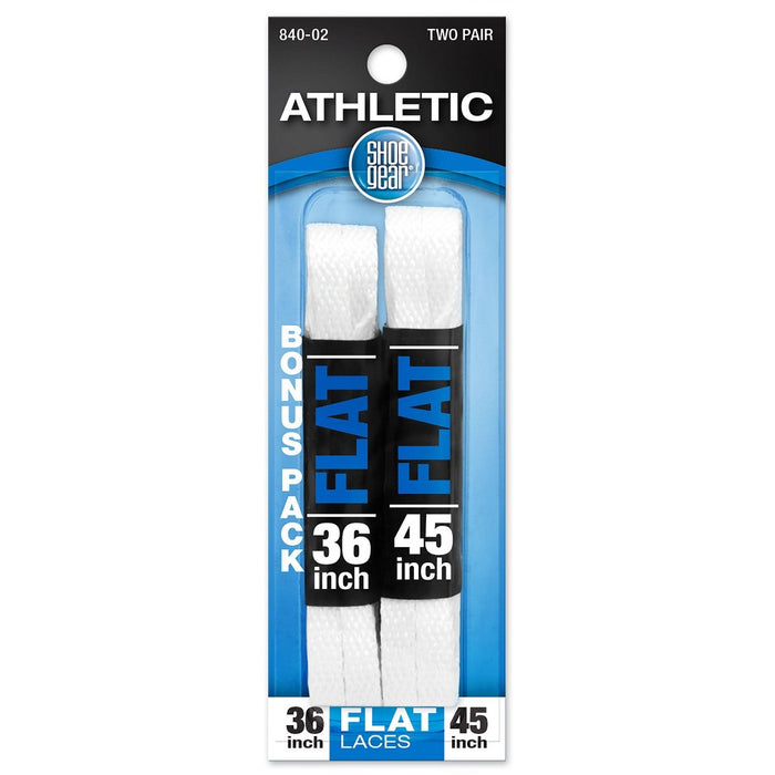 Shoe Gear Flat Shoe Laces - White 2pk 36" & 45"