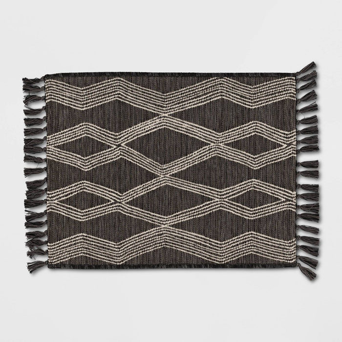 2'x3' Modern Diamond Tapestry Rectangular Woven Outdoor Accent Rug Charcoal Gray - Threshold
