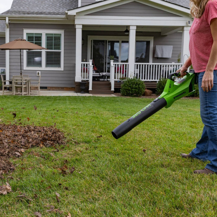Greenworks POWERALL 24V 2Ah Cordless 320FM / 90MPH Axial Leaf Blower Kit with Battery and Charger Included