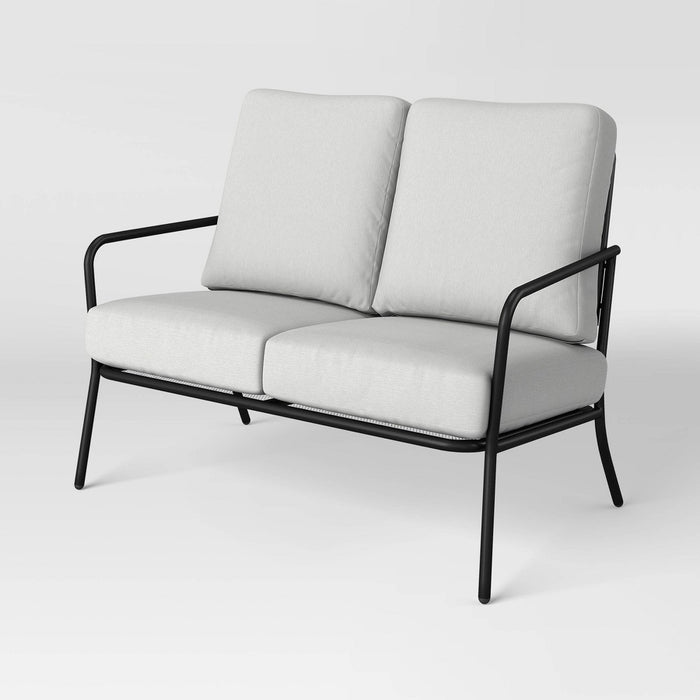 Metal Mesh Loveseat with Double Cushions Black/Gray - Room Essentials: Steel Frame, Water-Repellent, Rust-Resistant (LOCAL PICKUP ONLY)