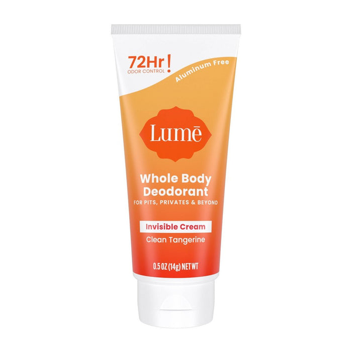 Lume Whole Body Women's Deodorant - Mini Invisible Cream Tube - Aluminum Free - Clean Tangerine Scent - Trial Size - 0.5oz