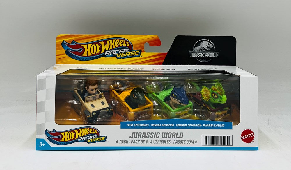 Hot Wheels RacerVerse Jurassic World Diecast Vehicles - 4pk