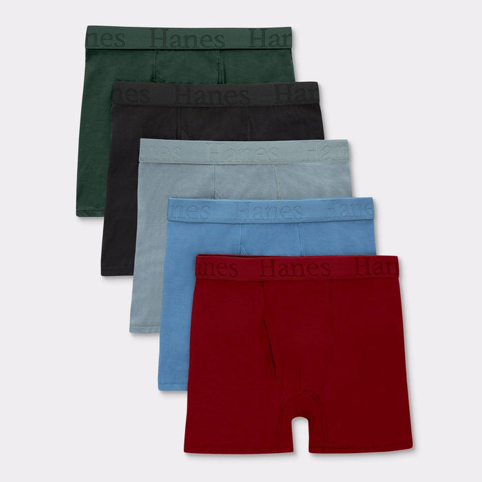 Hanes Originals Boys' 5pk SuperSoft Boxer Briefs M