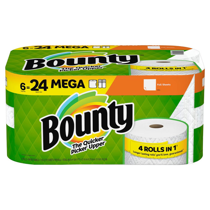 Bounty Full Sheet Paper Towels - 6 Mega Rolls