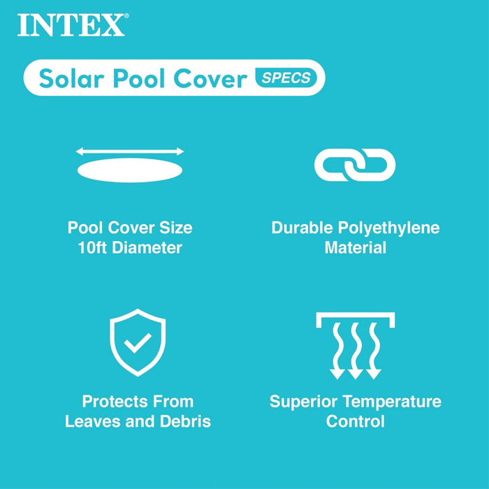 INTEX 28011E Solar Pool Cover: For 10ft Round Easy Set and Metal Frame Pools – Insulates Pool Water – Reduces Water Evaporation – Keeps Debris Out –