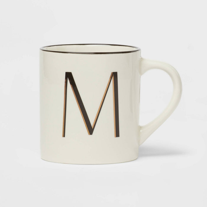 16oz Stoneware Monogram M Mug Ivory - Threshold