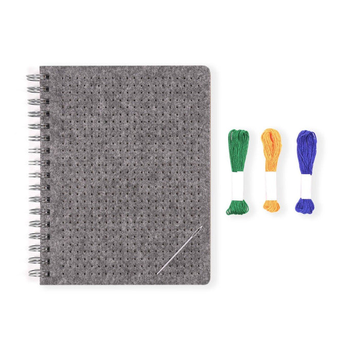Yoobi Evolve Journal 7"x9" Cross Stitch Heather Gray Felt
