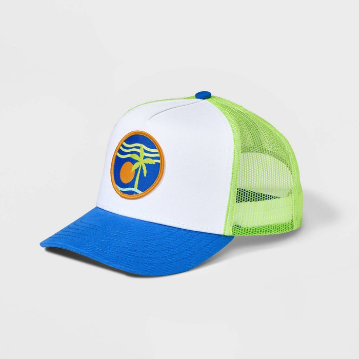 Boys' Palm Patch Trucker Hat - Cat & Jack Green/White/Blue