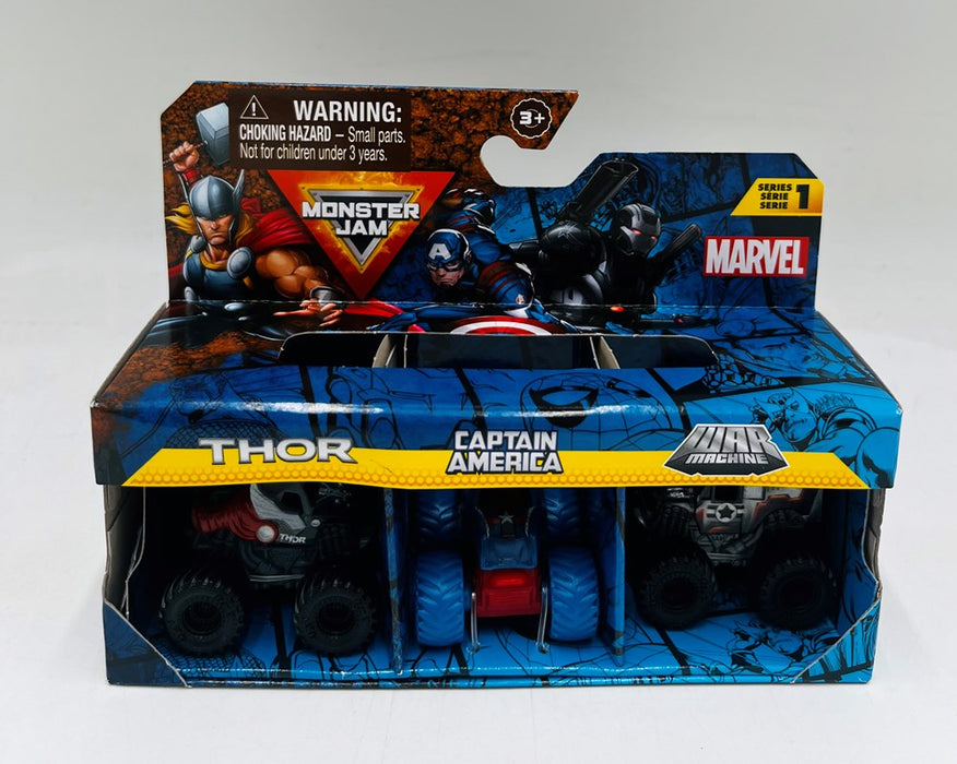 Monster Jam Marvel Mini Bundle- Thor, Captain America, War Machine