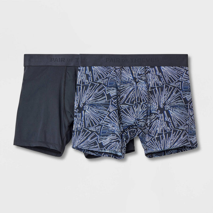 Pair of Thieves Men's Floral Print Burst Shape Boxer Briefs 2pk - Black XL