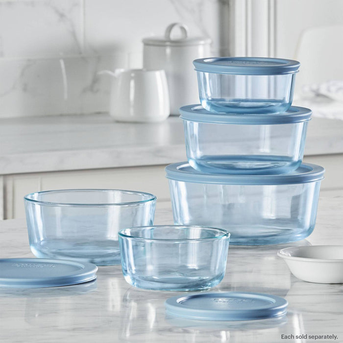 Pyrex Simply Store Tinted 6pc Lidded Round Storage Set Blue