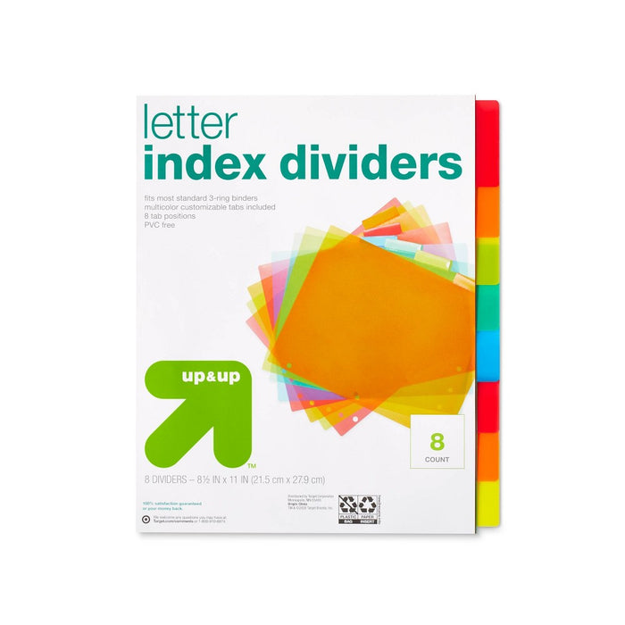 8ct Plastic Letter Index Dividers - up&up