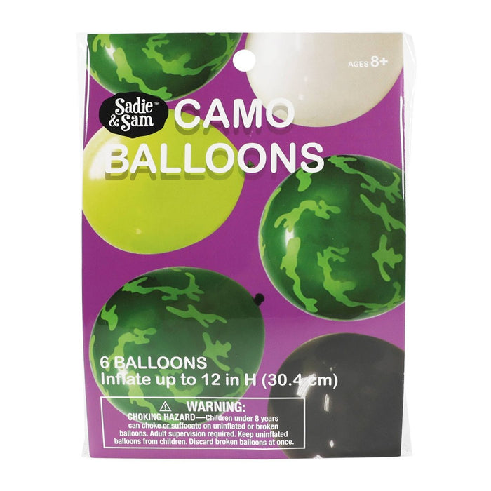 6ct Camo Balloon Pack Green/Black/Cream
