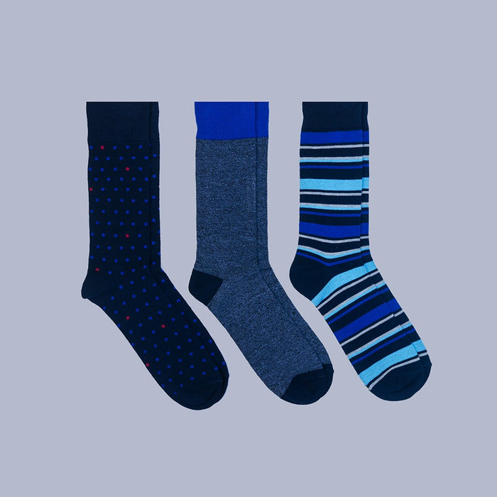 Men's 3pk Crew Socks - Goodfellow & Co Blue 10-13