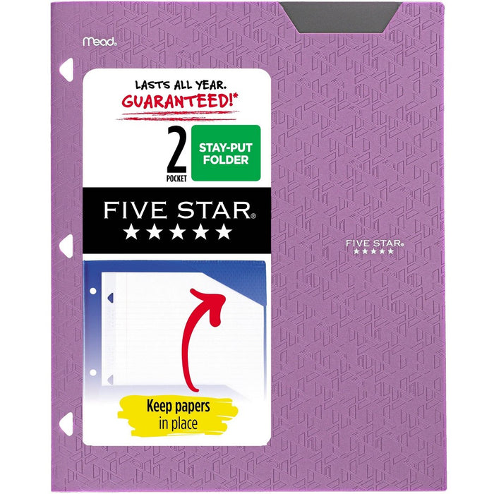 Five Star 2 Pocket Plastic Folder Purple