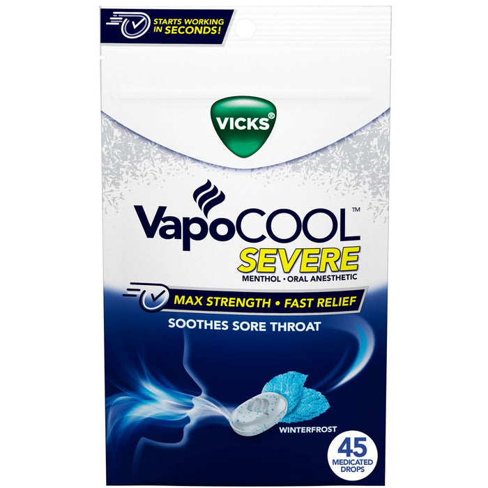 Vicks VapoCOOL Severe Medicated Cough Drops - Menthol - 45ct