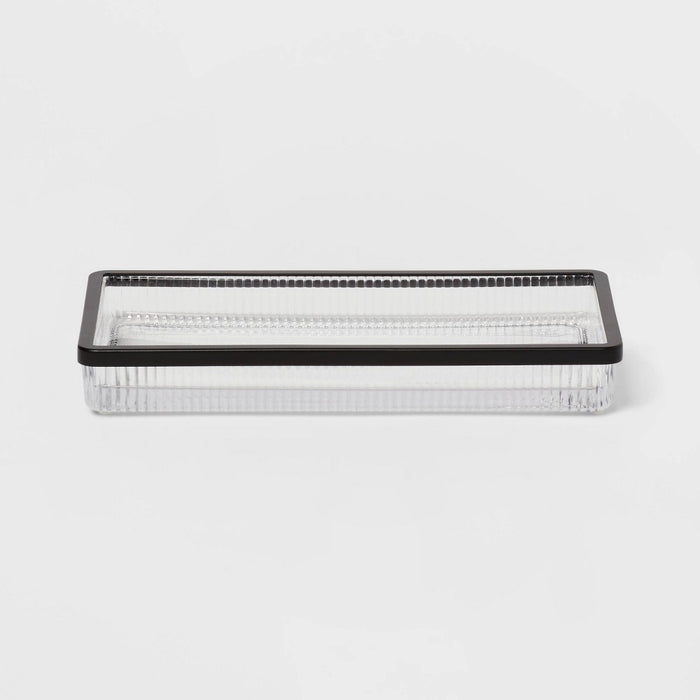 Ribbed Glass Tray Black - Threshold