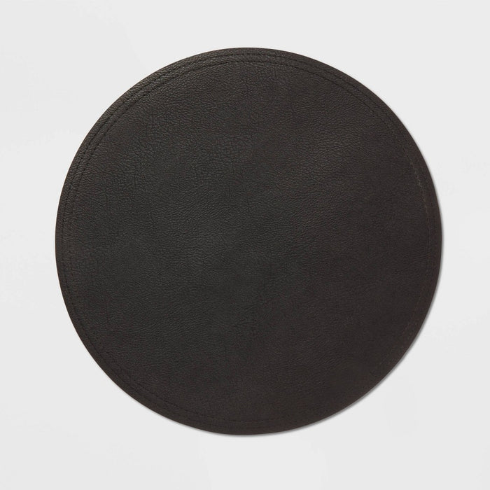 15" Round Pebble Faux Leather Charger Black - Threshold