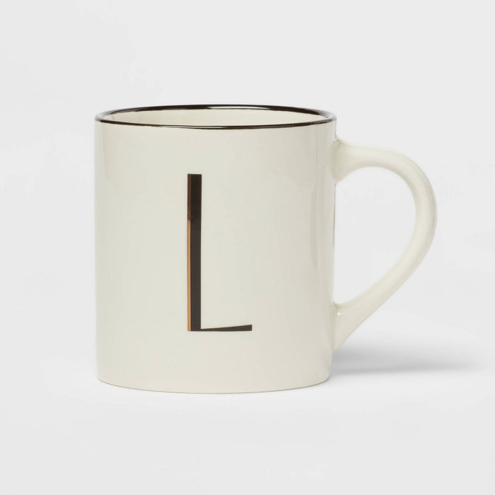 16oz Stoneware Monogram L Mug Ivory - Threshold