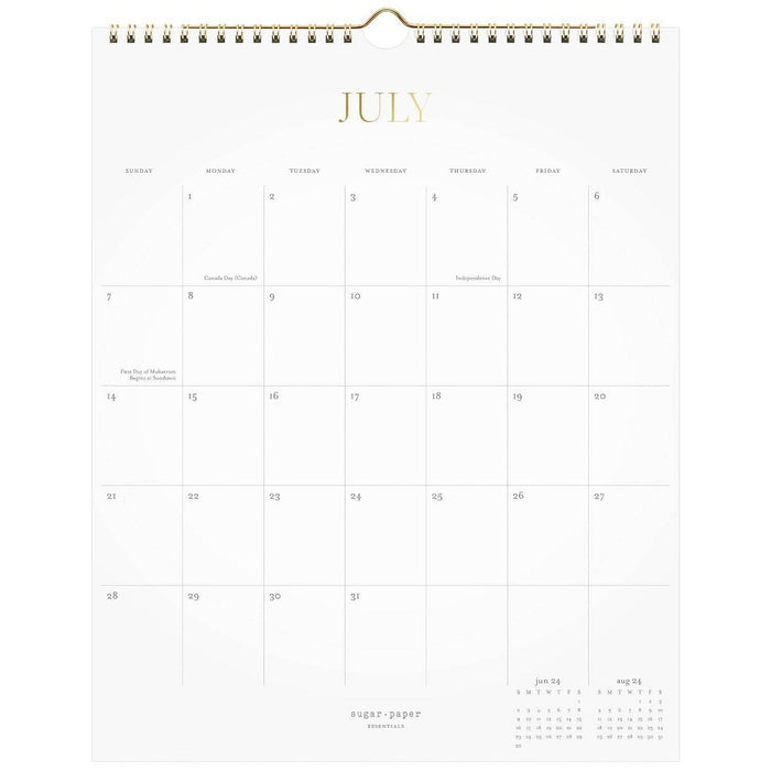 Sugar Paper Essentials 2024-25 Wall Calendar 15"x12"