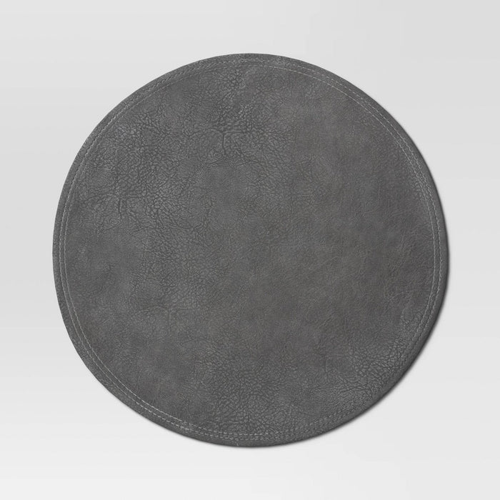 15" Round Faux Leather Decorative Charger Gray - Threshold