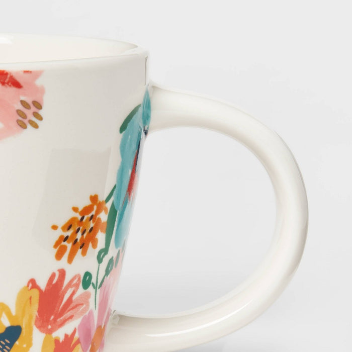 16oz Stoneware Monogram Floral Mug T - Opalhouse