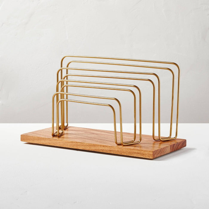 Wood & Steel Letter Sorter Brown/Brass - Hearth & Hand with Magnolia
