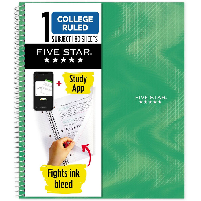 Five Star Active 1 Subject 80ct College Ruled Notebook Green