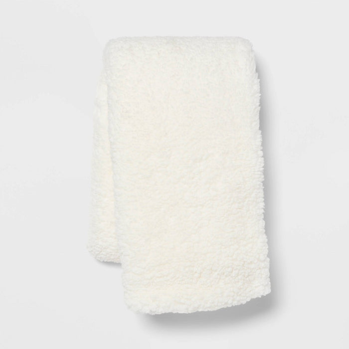 Faux Shearling Body Pillow Cover Ivory - Room Essentials: Zippered, 100% Polyester, Machine Washable