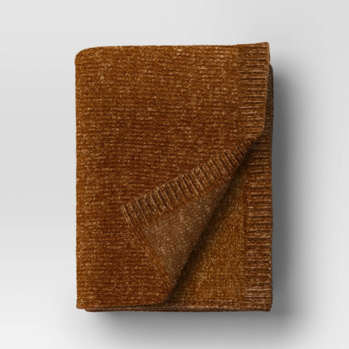 Shine Chenille Throw Blanket Brown - Project 62
