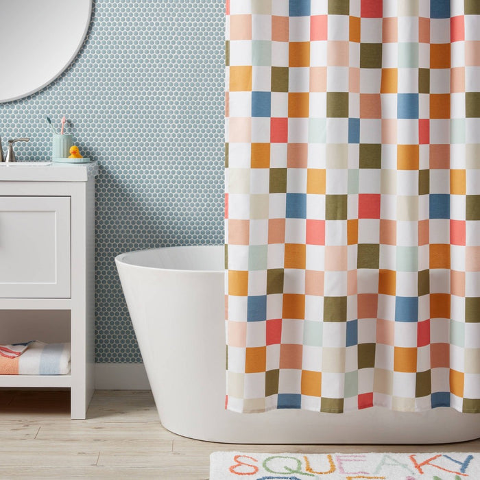 Kids' Shower Curtain Checkered - Pillowfort