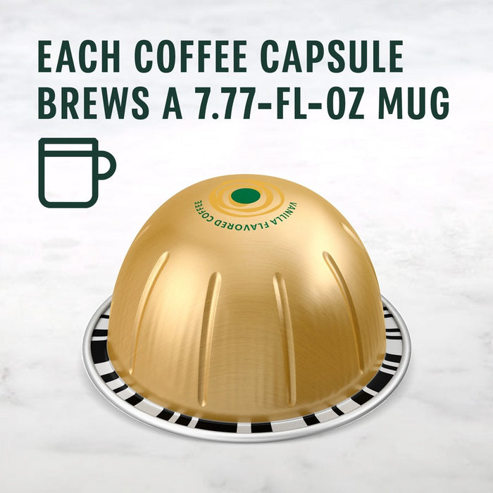 Starbucks by Nespresso Vertuo Line Pods - Light Roast Coffee - Creamy Vanilla - 1 Box (8 Pods)