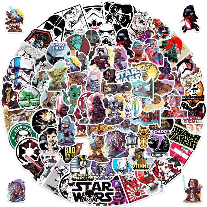 100PCS Star Wars Stickers Water Bottle Stickers Laptop Computer Bedroom Wardrobe Car Skateboard Motorcycle Bicycle Mobile Phone Luggage Guitar DIY Decal (Star War 100)