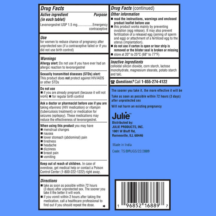 Julie Emergency Single Contraceptive Tablet