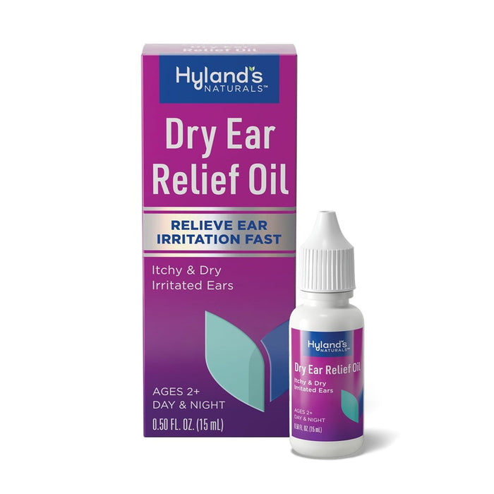 Hyland's Dry Ear Relief Oil, Relieve Ear Irritation Fast, For Itchy & Dry Irritated Ears, Ages 2+, Day & Night Drops, 0.5 Ounce