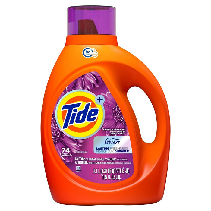 Tide Plus Febreze High Efficiency Liquid Laundry Detergent - Spring & Renewal - 105 fl oz