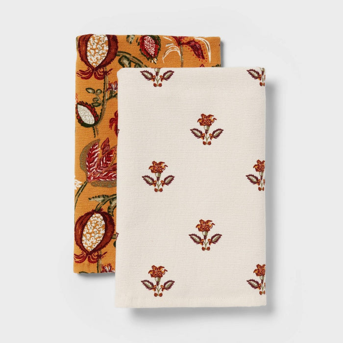2pk Harvest Allover Fall Foliage Printed Hand Towel - Threshold