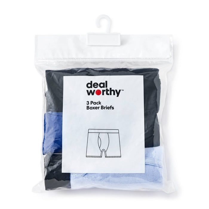 Men's Boxer Briefs 3pk - Dealworthy Blue/Black S