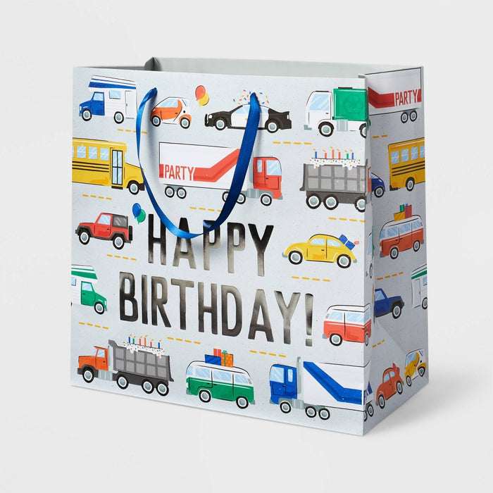 "Happy Birthday" Vehicles Large Gift Bag - Spritz