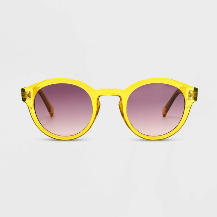 Women's Shiny Plastic Round Sunglasses with Gradient Lenses - Universal Thread Yellow