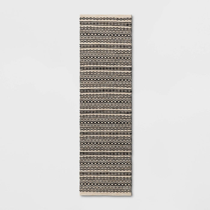 2'x7' Washable Norwalk Stripe Runner Rug Black/White - Threshold