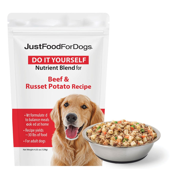 Justfoodfordogs DIY Nutrient Blend For Homemade Dog Food, Beef & Russet Potato, 4.55Oz