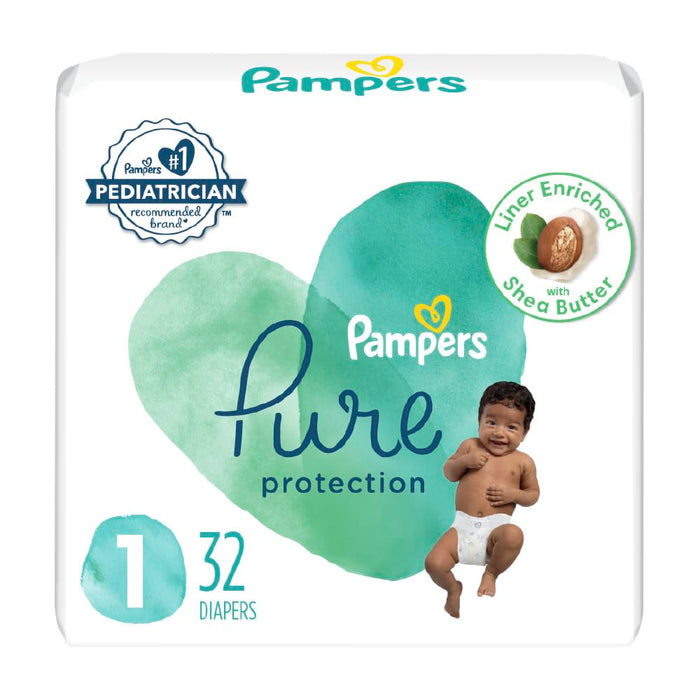 Pampers Pure Protection Diaper Size 1 32 Ct OLD