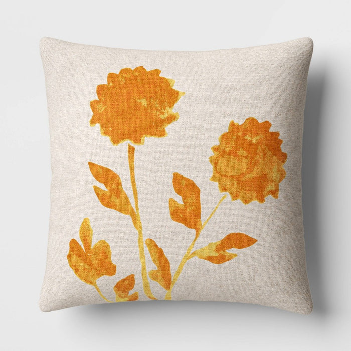Botanical Square Throw Pillow Cream/Gold - Threshold