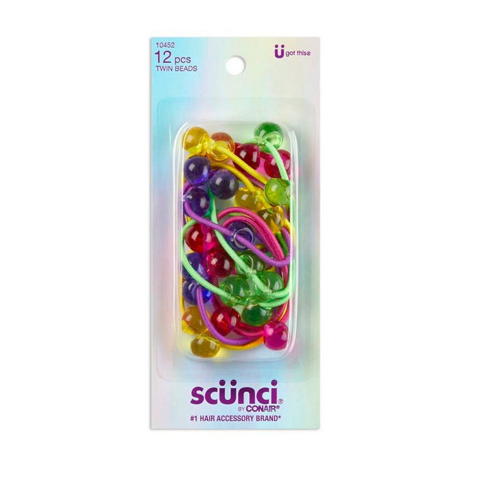 scunci Kids Twin Beaded Hair Elastics - Multicolor - 8pcs